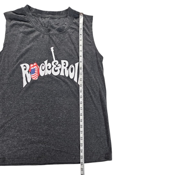 Rock & Roll Rolling Stones Tongue Grey Sleeveless Tee Size Large - Picture 4 of 4